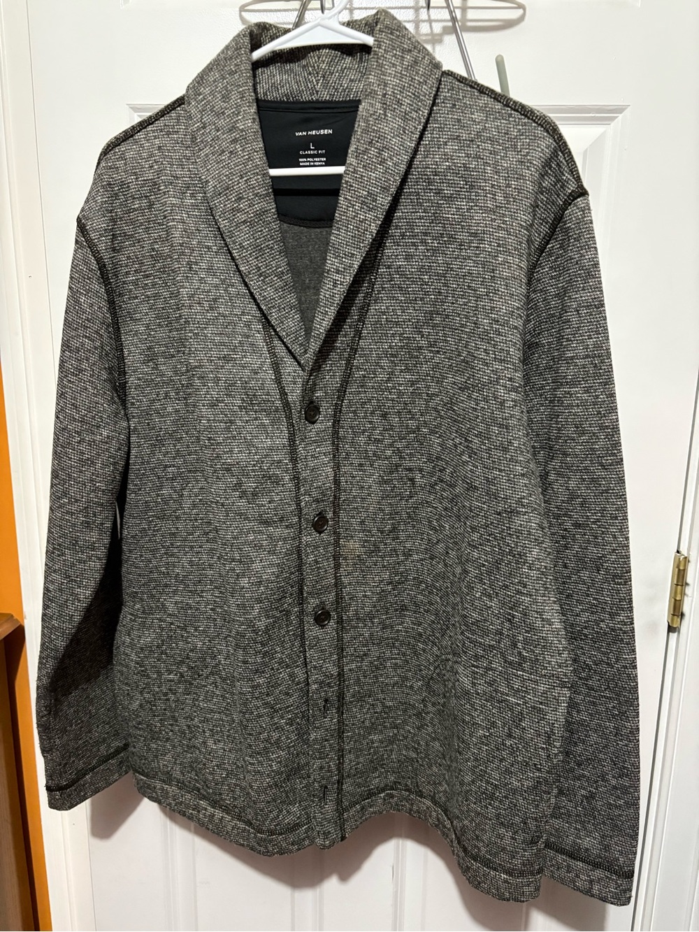 Van Heusen Men's Heather Gray Shawl Collar Cardigan
